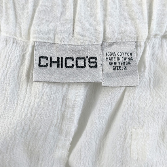 Chico's White Crinkle Cotton Palazzo Pants 2X - Picture 8 of 8